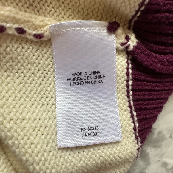 Lucky Sweater Color Block Sweater Maroon Ivory and Grey Women’s Size Small - Picture 12 of 13